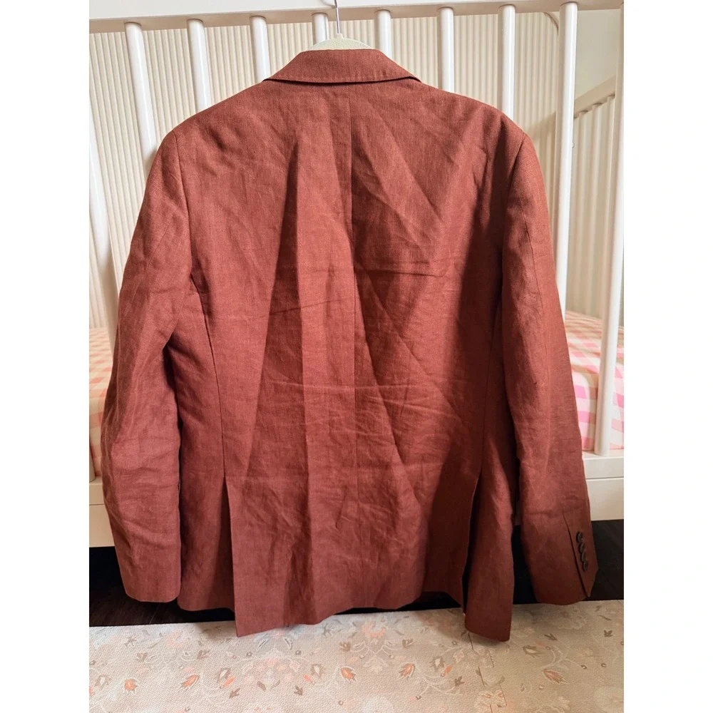 Charles Tyrwhitt Mens Slim Fit 100% Linen Blazer Terracotta Rust 36R Jacket